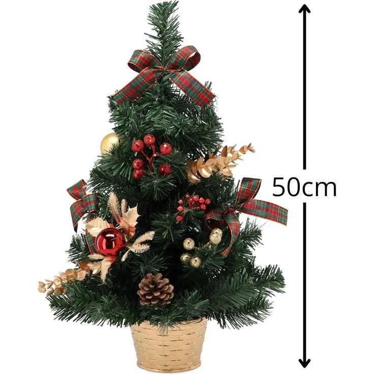 Sarcia. eu Künstlicher Weihnachtsbaum KLEIN künstlicher Weihnachtsbaum rot-gold im Topf geschmückt 50 cm – Bild 5