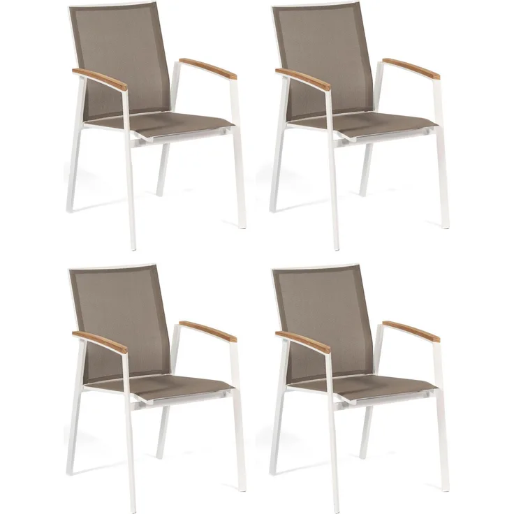 Sonnenpartner 4er-Set Stapelstühle Fresno Aluminium/Textilen weiß Stapelstuhl