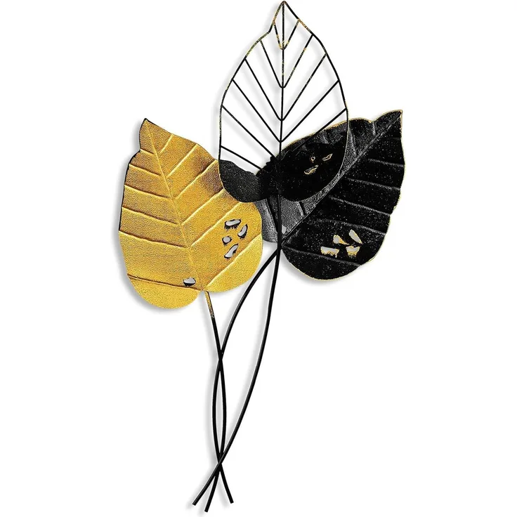 Wallity 'Fall 2' Dekoratives Wandaccessoire aus Metall, Gelb / Schwarz, 85 x 45 cm