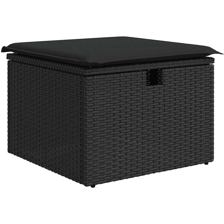 vidaXL 4-tlg. Garten-Sofagarnitur mit Kissen Schwarz Poly Rattan 3325947 – Bild 4