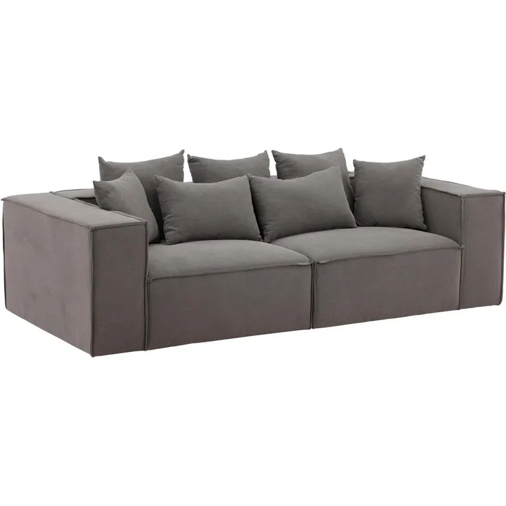 Livetastic 2-Sitzer-Sofa, Grau-Schwarz, Kunststoff und Textil, Schaumstofffüllung, 232x80x116 cm, ideal für Wohnzimmer