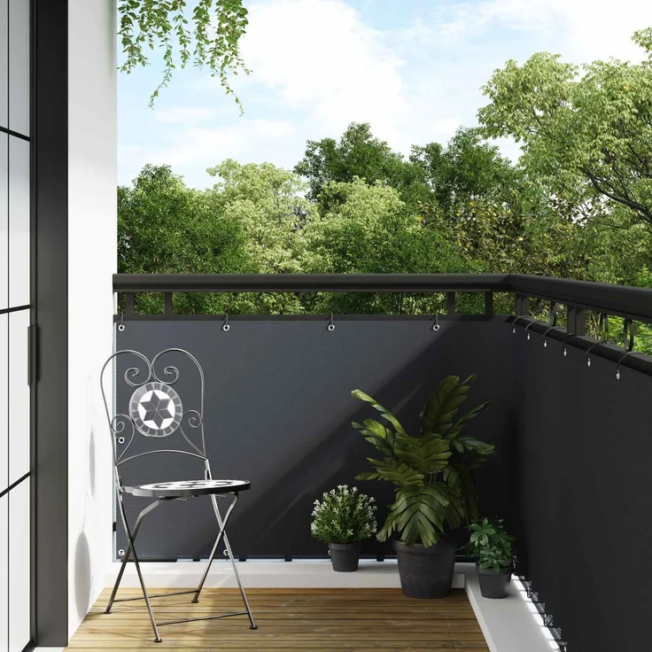 vidaXL Balkonsichtschutz mit Ösen 300 x 100 cm Poly-Rattan Anthrazit 42032633 – Bild 1