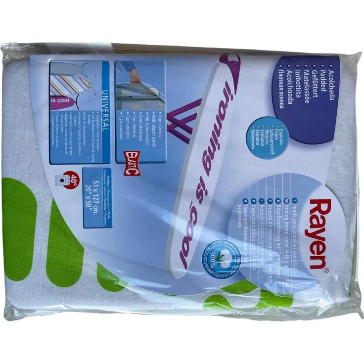 Universal Bügelbrettbezug IRONING IS COOL GRÜN ca 51x127 cm - gefüttert