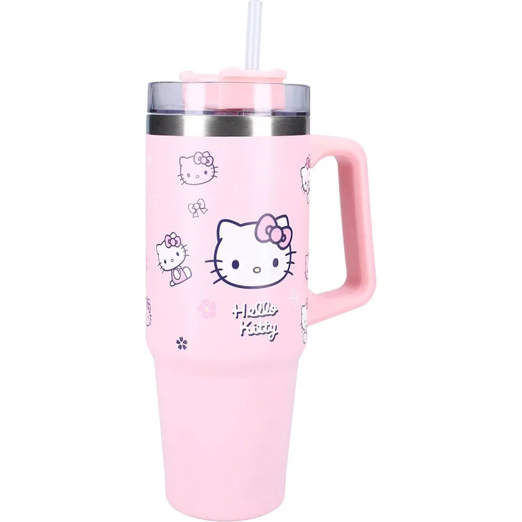 Hello Kitty Trinkflasche 900ml – Kinder Flasche rosa Bottled Bliss mit Henkel