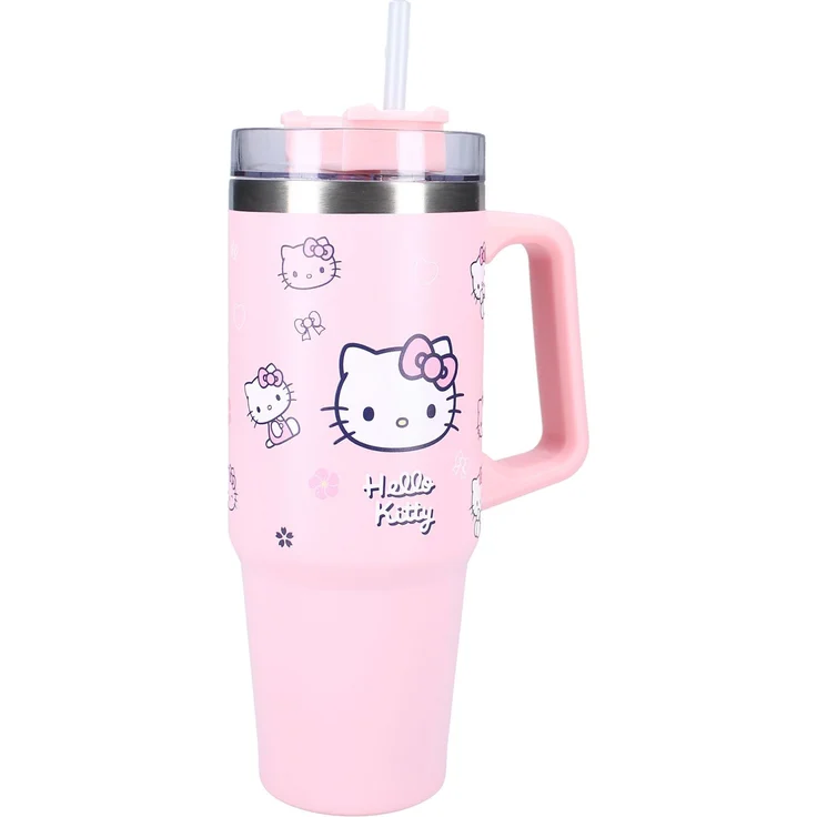 Hello Kitty Trinkflasche 900ml – Kinder Flasche rosa Bottled Bliss mit Henkel – Bild 1