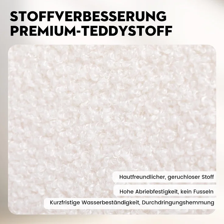 COMHOMA Schlafsofa mit Schlaffunktion, Sofa überzug Futon Klappsofa, Bettcouch, ecksofa, Couch Gästebett, 3-Sitzer Sofa, mit verstellbare Rückenlehne aus Teddystoff Weiß – Bild 8
