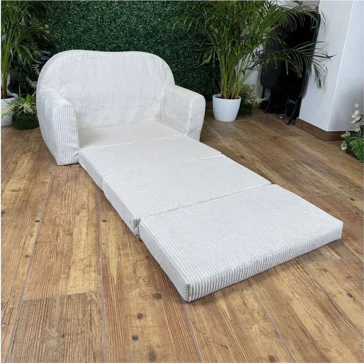 FORTISLINE Kindersofa Kindersofa Rosalia Ausklappbares Sofa aus Cord mit Verlängerung – Bild 4