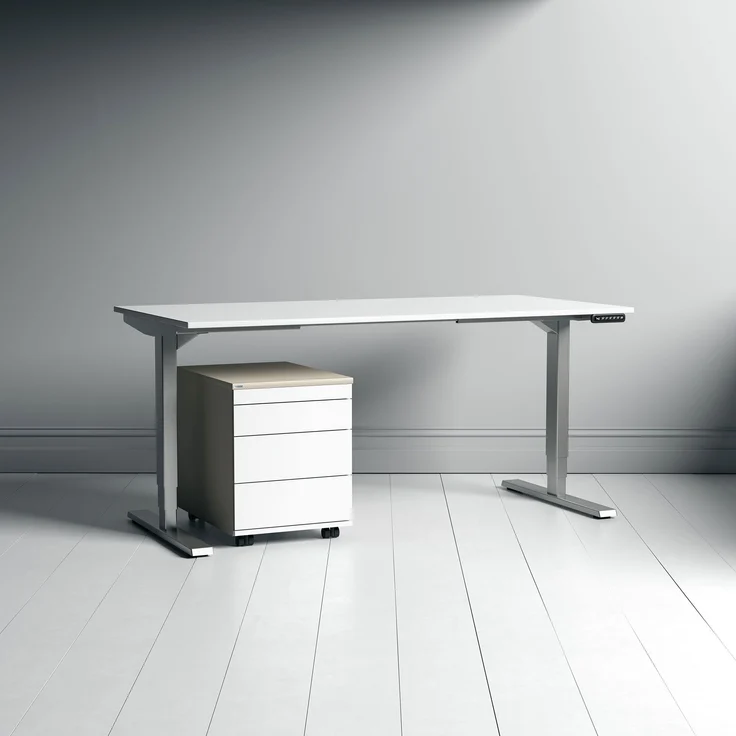 ASSMANN Elektrisch höhenverstellbarer Schreibtisch Y-Line 120x80cm Signalweiß Weißaluminium Metall Holz Melaminoberfläche – Bild 10