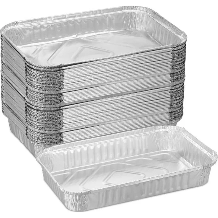 Relaxdays Aluschalen Grill 50er Set, 4,5 x 31 x 21 cm – Bild 1