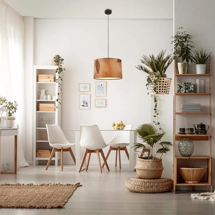 Briloner Pendelleuchte Swing Nature, 1-flammig mit E27 Fassung, Kaffee, Blätterdekor, Ø 35 cm – Bild 5