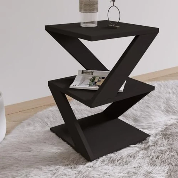Hanah Home Stylish Side Table with Wall-Mount Option, Black & Oak, 29.6 x 54.2 x 29.6 cm | 100% Melamine Coated Particle Board, 18 mm Thick | Versatile Storage Solution – Bild 4