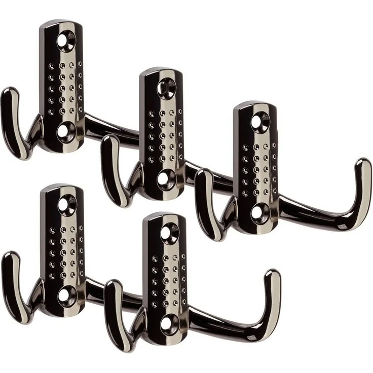 SO-TECH® Garderobenhaken JASMIN, Lochabstand 32 mm (5 St), klein (H x B x T: 47,5 x 70 x 25 mm), Chrom dunkel