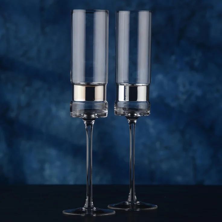 2er Set Anton Studio Designs SoHo Champagnerflöten Sektgläser silber – Bild 7