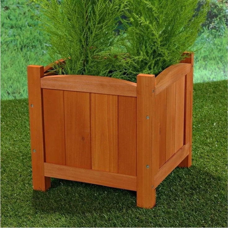 Melko Pflanzkübel Blumenkasten Blumentopf Pflanztrog aus Holz in Braun Blumenständer (Stück, 1 St, Blumenkübel), Fichtenholz – Bild 3