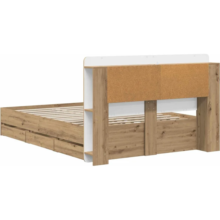 vidaXL Bettgestell mit Stauraum und Kopfteil Artisan-Eiche 3445822 – Bild 5