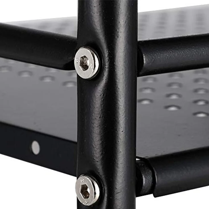 BAKAJI Werkzeugwagen aus Metall für Bad Küche oder Friseurkommode mit 4 Rädern, 3 Ablagen, 40 x 35 x 75 cm, Multifunktion 3 Stufen (schwarz) – Bild 4