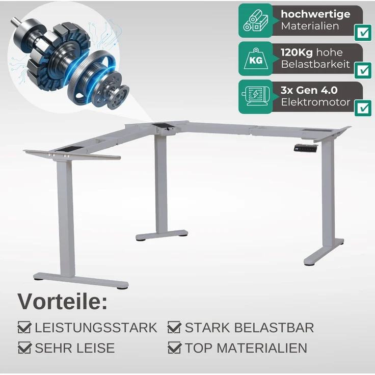 Albatros LIFT L7S Gestell für Eckschreibtisch Höhenverstellbar Elektrisch silber - Winkelschreibtisch Memoryfunktion, - Schreibtischgestell Höhenverstellbar und Stufenlos – Bild 4