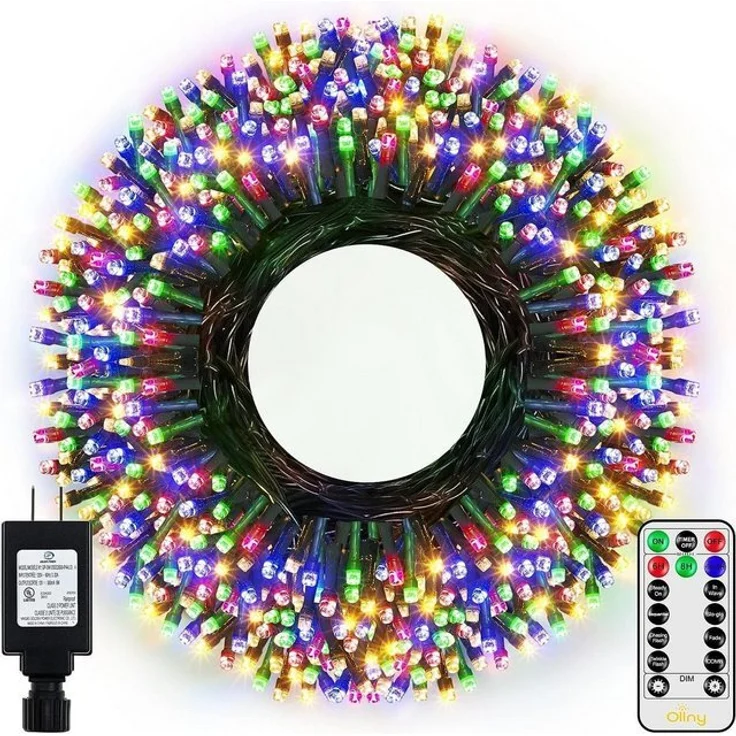 Ollny LED-Lichterkette, 400-flammig, 8 Modi, 4 Helligkeitsstufen, Innen & Außen, inkl. Fernbedienung – Bild 4