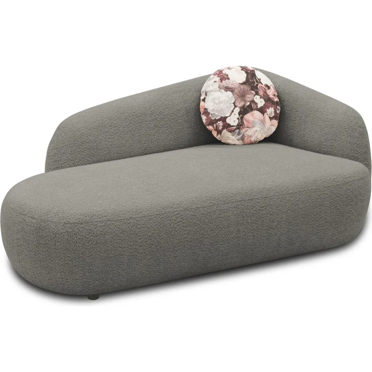 DOMO. collection Recamiere 700013, Liege mit Zierkissen, oval, Füße mit Filzgleitern, Chaiselongue, Sofa, Polstergarnitur, 183 x 105 x 75 (BxTxH), grau – Bild 7