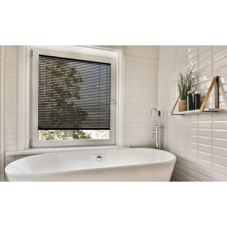 Sonello Jalousie Klemmfix ohne u. mit Bohren 30cm x 100cm Schwarz Aluminium Jalousette, Klemmfix, Inkl. Halterung für Decken- u. Wandmontage Alu Jalousie Fenster u. Tür, Blickdicht freihängend – Bild 4