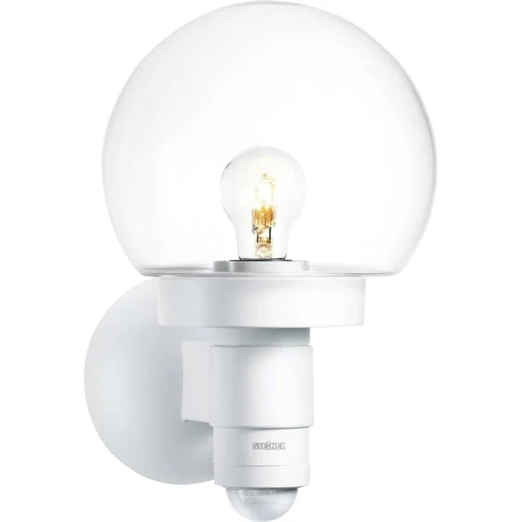 Steinel Sensor-Außenleuchte L 115 S weiß, 240°-Bewegungsmelder, 12 m Reichweite, Kugelleuchte E27, Grundlicht, Softlichtstart – Bild 4