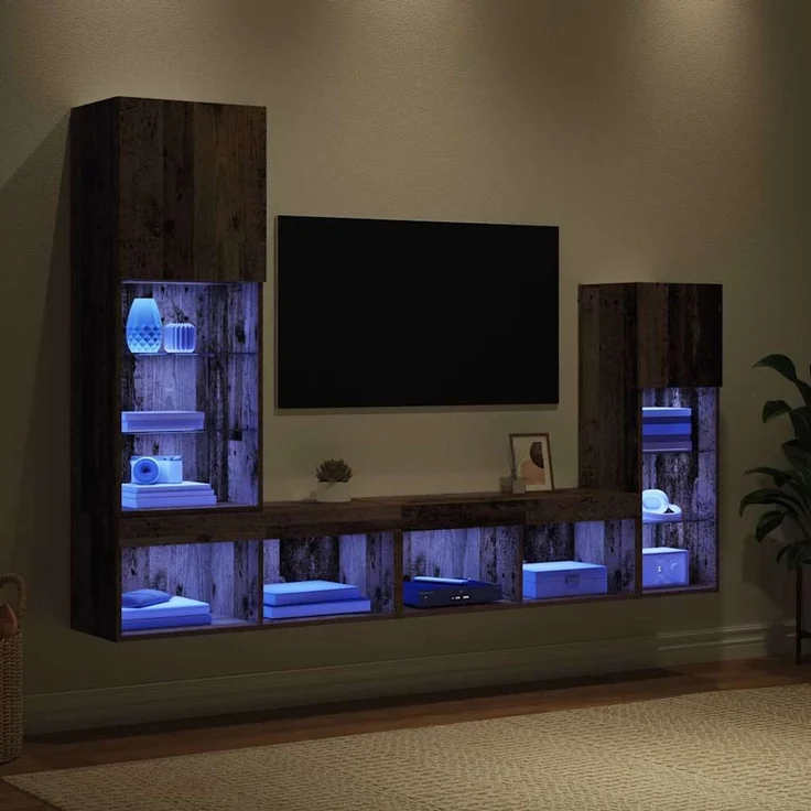 vidaXL TV-Wandgeräte 4 stk. Altholz Holzwerkstoff 3402944 – Bild 5