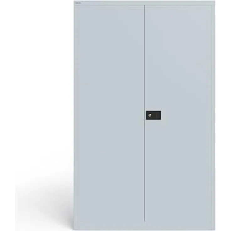 Bisley Flügeltürenschrank Universal, 4 verzinkte Fachböden, B 1200 x T 600, 5 OH, Farbe lichtgrau