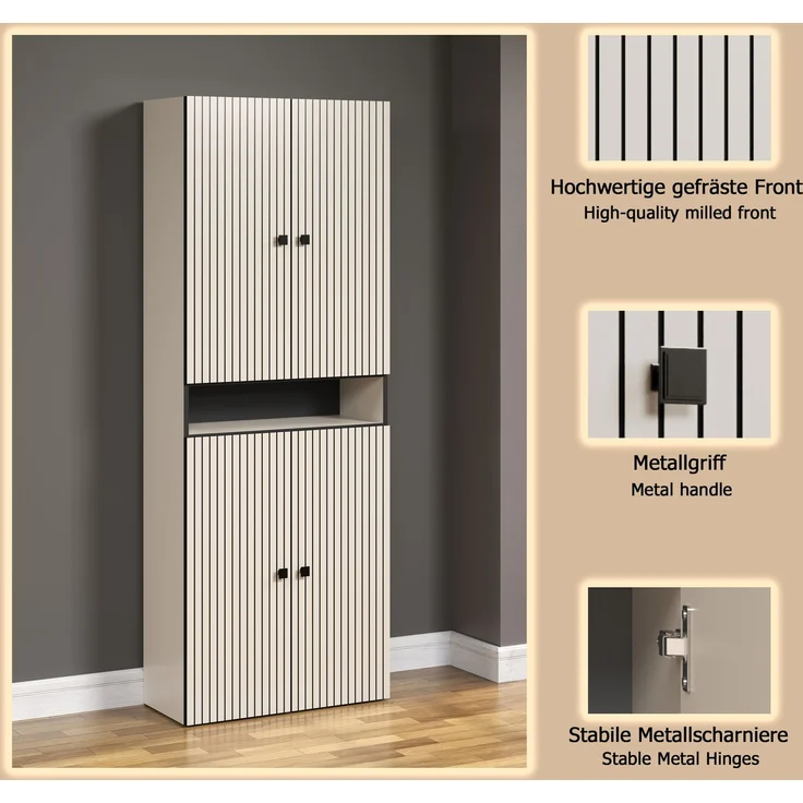 Badezimmer Hochschrank Feliz in Evoke Eiche und grau 70 x 186 cm – Bild 7