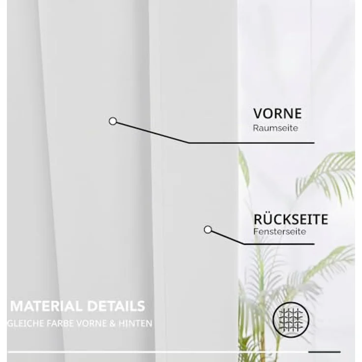 Deconovo Gardinen Wohnzimmer Blickdicht mit Kräuselband Vorhang Silber Grau | 2er Set, H 229 x B 229 cm, Thermogardine Wärmeisolierend, Schlafzimmer Gardinen, Blackout Curtains, UV-schutz, Übergardinen – Bild 7