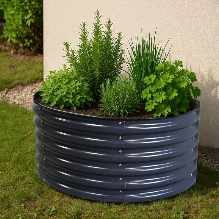 osoltus Hochbeet Gartenbeet Pflanzbeet halbrund aus Metall 105 x 60 x 43 cm – Bild 2