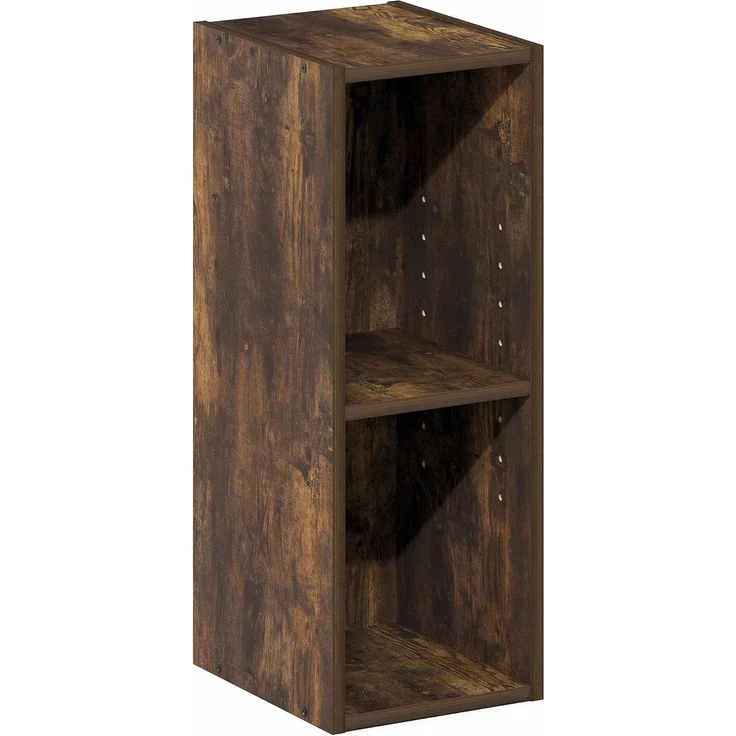Furinno Fulda Bücherregal, 2-stöckiges schmales Bücherregal, Regal mit 8-Zoll breitem Stauraum, 23,6(T) x 20,0(B) x 53,8(H) cm, für Wohnzimmer, Schlafzimmer, Home Office, Amber-Kiefer – Bild 6