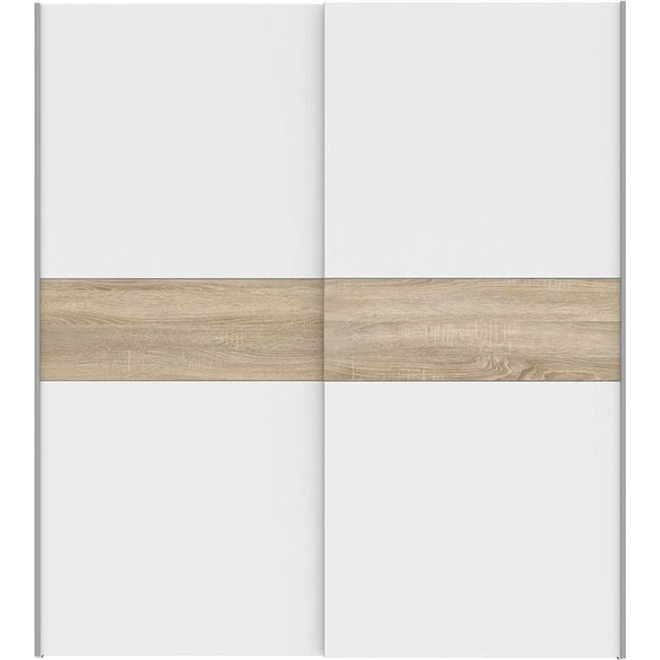 FORTE 'Nigel / Longline' Schwebetürenschrank, Holzwerkstoff Weiß/Holzfarben, 170 x 191 x 61 cm – Bild 4