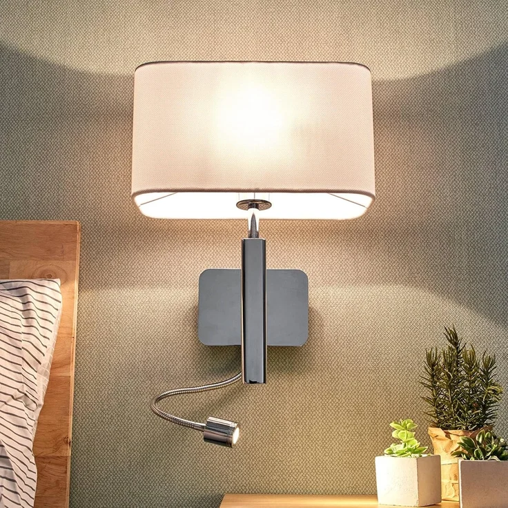 Lucande Wandleuchte Jettka, 1 x 60 W E27 (exkl) + 1 x 1 W LED (inkl) – Bild 5