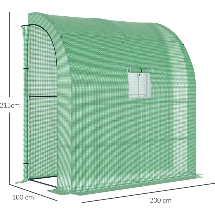 Rayofly-Foliengewächshaus Treibhaus 200 x 100 x 215 cm mit 2 Türen, UV-Schutz, Stahl & PE für Pflanzenaufzucht, Grün, H 215cm x T 200cm x B 100cm – Bild 2