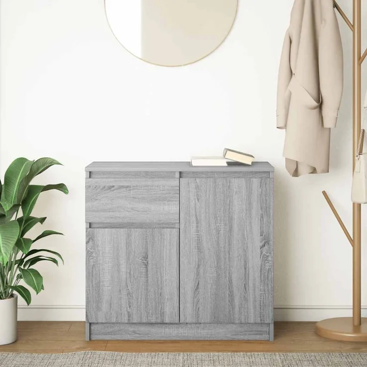 vidaXL Sideboard mit Schublade Grau Sonoma 71x35x65 cm Holzwerkstoff 861603 – Bild 2