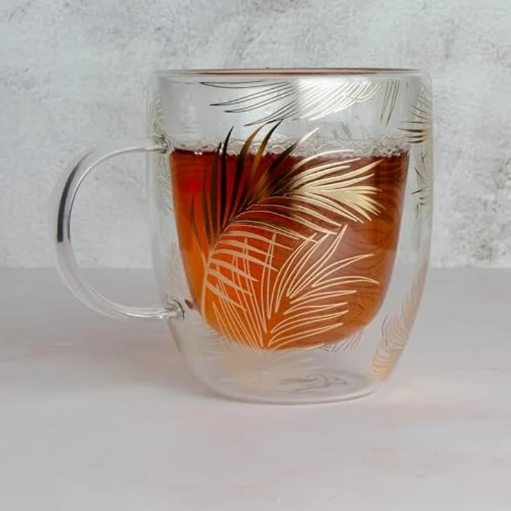 KVOTA Thermoglas Doppelwandiges Glas 2-er Set je 300 ml Thermogläser Design „Tropen“, 2-tlg, Glas, Tropen-design, doppelwandig – Bild 6