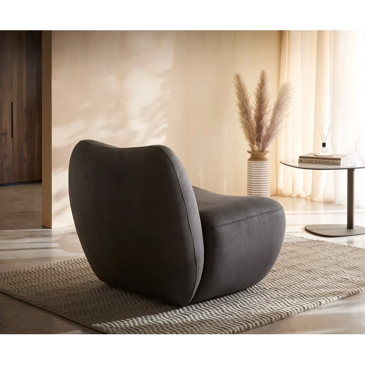 Loungesessel Zena 75x85 cm Mikrofaser Anthrazit Vintage – Bild 4