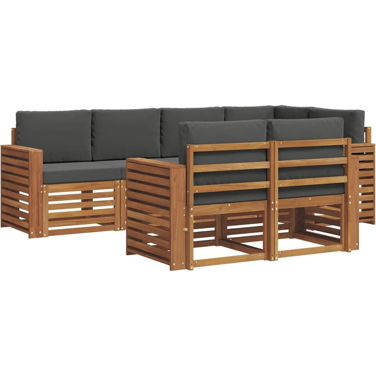 vidaXL Outdoor-Sofagarnitur 7 stk. 7-Sitzer Natur und Anthrazit 3374977 – Bild 2