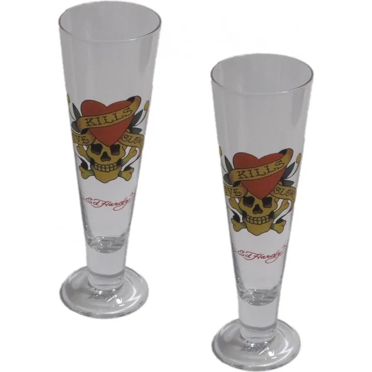 Ed Hardy - Pilsgläser 2er Set, Pilsglas Bierglas Gläser