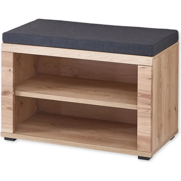 Garderobenbank Sonos , Echtholz, Holzwerkstoff, Polyester , Schwarz, Holzfarben , 80 x 53 x 40 cm – Bild 1