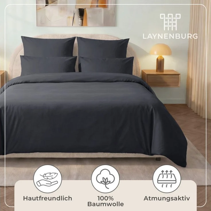 Laynenburg Bettwäsche SuperSoft aus 100% Baumwolle in 135x200 oder 155x220 cm, Kuschel-Bettwäsche mit Reißverschluss, feiner als Flanell, Fein-Biber – Bild 4
