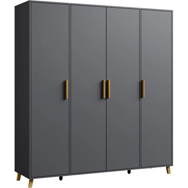 rauch Drehtürenschrank Kleiderschrank Schrank Garderobe SHINJO Breiten 93/140/187 cm (in 3 verschiedenen Ausstattungen BASIC/CLASSIC/PREMIUM) Griffe und Füße aus Massivholz, viel Stauraum MADE IN GERMANY – Bild 2