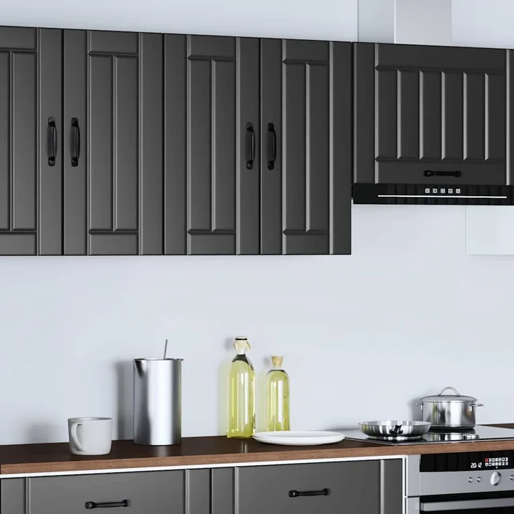 vidaXL Küchen-Hängeschrank Lucca Schwarz Holzwerkstoff 853818 – Bild 2
