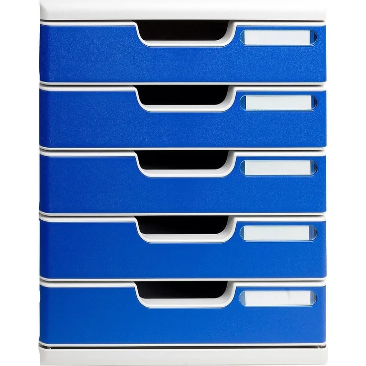 Exacompta Bürobox A4 5 Schübe lichtgrau/blau