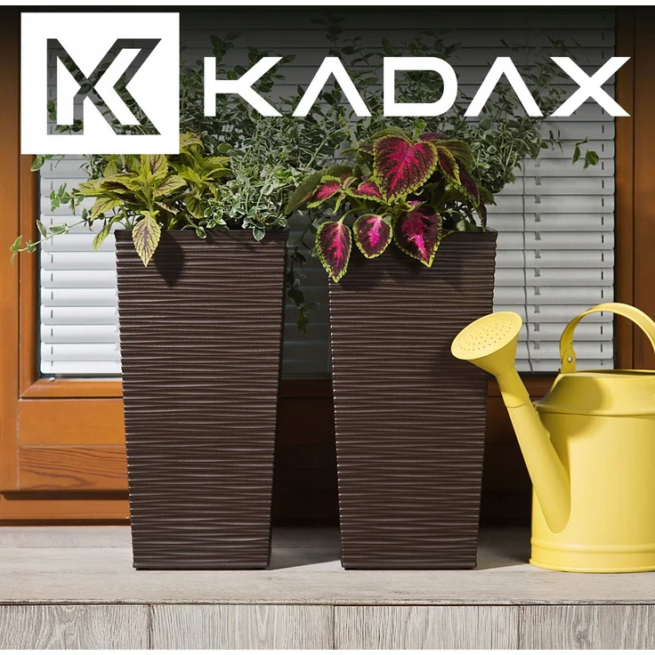 KADAX Blumentopf Blumentopf mit Einsatzabdeckung Blumenständer Hoch Garten Mokka 34x68cm – Bild 5