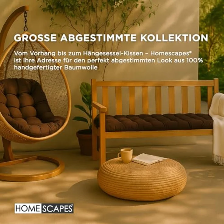 Homescapes Stuhlkissen 2er Bankauflage braun 100% Baumwolle – Bild 11