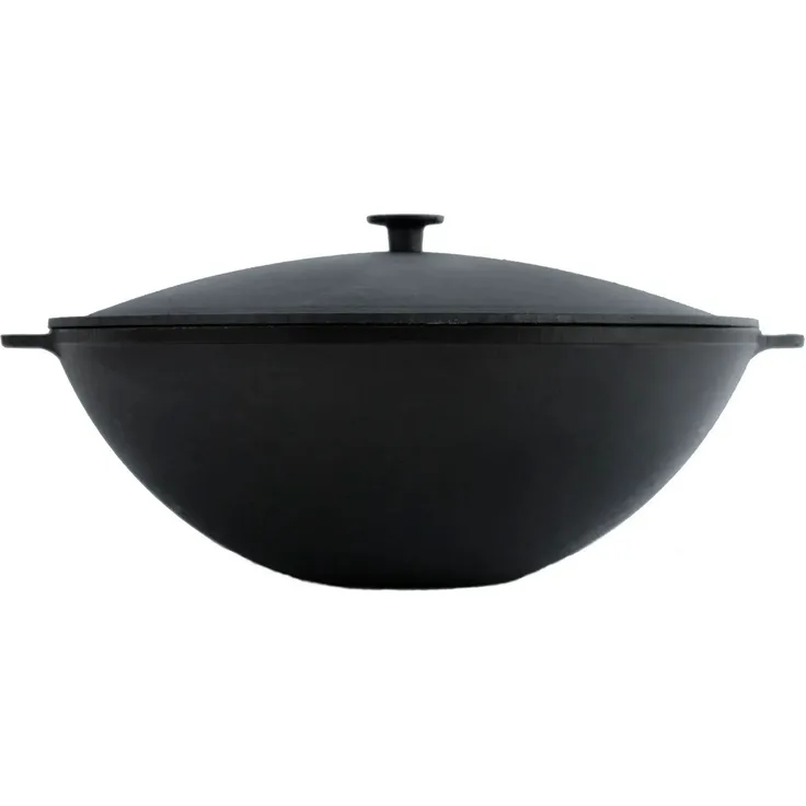 Ø36 cm Wok Gusseisen Kazan 8 L Gusseisendeckel Asia Wokpfanne Induktion Kessel Campingtopf Kochtopf für alle Herdarten geeignet