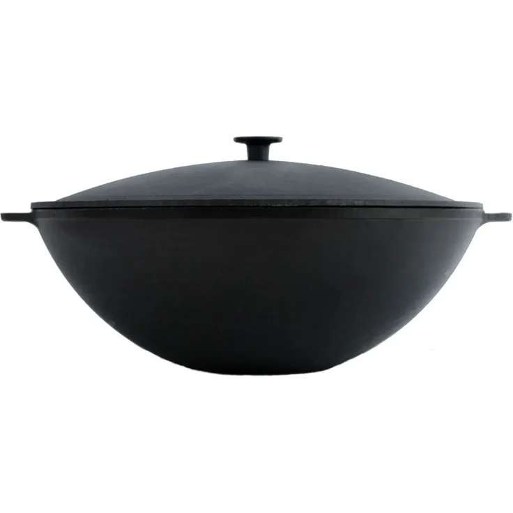 Ø36 cm Wok Gusseisen Kazan 8 L Gusseisendeckel Asia Wokpfanne Induktion Kessel Campingtopf Kochtopf für alle Herdarten geeignet – Bild 1