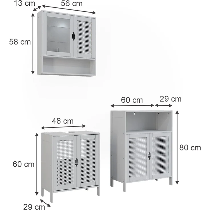 Badmöbel-Set Liora Weiß 3-teilig Vicco – Bild 2
