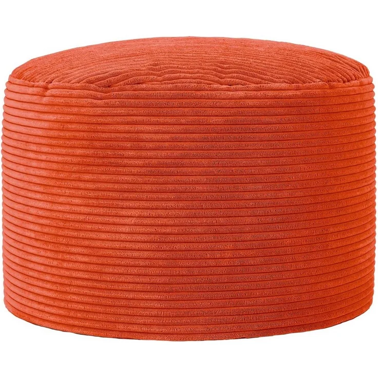 Icon Milano Hocker, Orange, Flauschiger Cord Stoff, Sitzsack Cord, Sitzpuff Hocker mit Füllung, Fußhocker für das Wohnzimmer, Deko Wohnzimmer – Bild 2